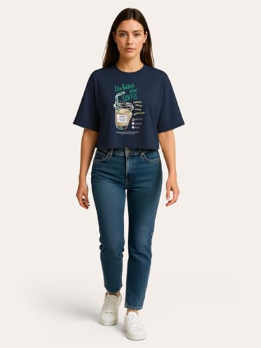 Image of HELLCAT Beige Printed Loose Fit Crew-Neck Crop T-Shirt for Women