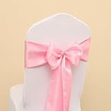 Satin Chair Sash Bow, 108.27 x 6.69 in Chair Ribbon Tie Back for Wedding Party Banquet Event Decor, 1 Pc(Pink)