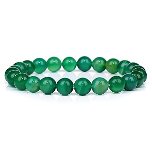 Bracelet en agate verte 8mm et quartz pour femme et homme