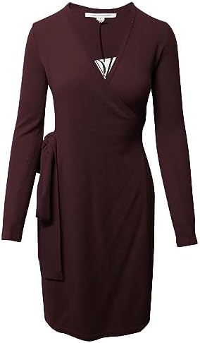 Diane Von Furstenberg DVF Women&#39;s Linda Brown Wool Cashmere Wrap Sweater Dress