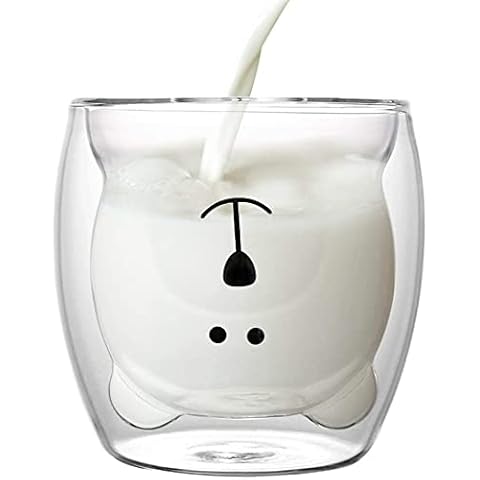 Taza de Vidrio Doble XiXiRan con Oso Cover