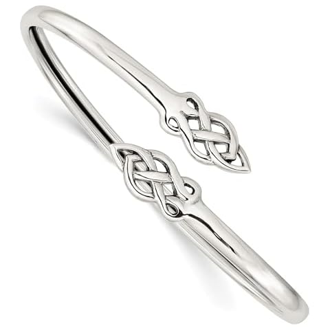 IceCarats 925 Sterling Silver Heart Love Irish Claddagh Celtic Flexible Bangle Charm Bracelet Jewelry Cover