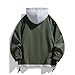 Waterproof Winter Jackets For Men, Men's Patchwork Fake Two Pieces Windbreaker Jacket Fashion Outdoor Athletic Hikking Cycing Hooded Mens Coats Reflective White (M, Army Green)
