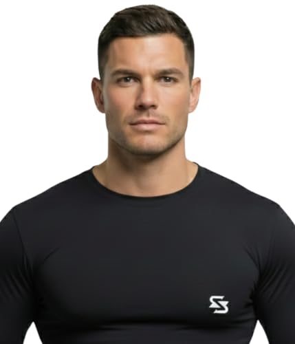 Image of Men's Cool Dry Short Sleeve Compression Shirts, Sports Baselayer T-Shirts Tops, Athletic Workout Shirt