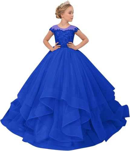 Tulle Flower Girl Dress Wedding Lace Appliques Pageant Dresses Formal Long Party Ball Gown
