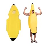 【Dreidimensionales Schneiden】 Dieses Bananenkostüm ist insgesamt lustig und schön. Es trägt sich so gerade wie eine echte Banane, hat einen bequemen Ausschnitt und gleichmäßige Nähte. Die Rückseite des Kleidungsstücks weist schlichte Schnitte und ein realistisches Design auf. Das einteilige Design lässt Platz für Arme und Beine.