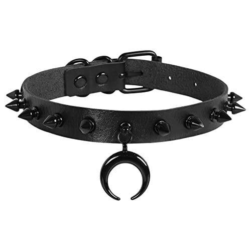MILAKOO Mond Choker Punk Gothic Style Sonne Reize Leder Nieten Spikes Damen Halskette Emo Mode