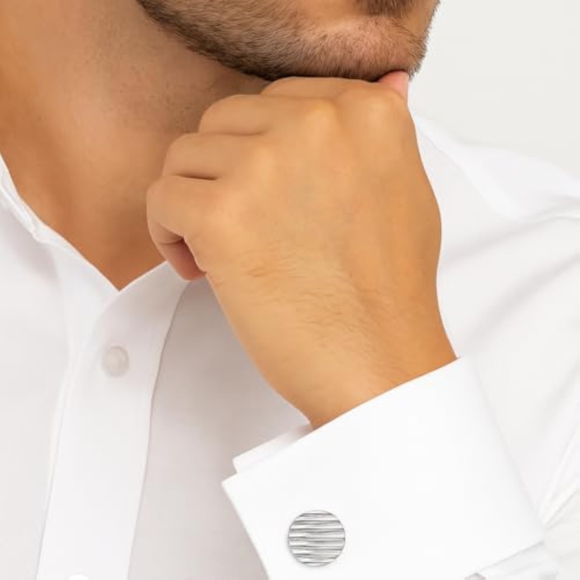 925 Sterling Silver Ribbed Cushion Cufflinks for Men