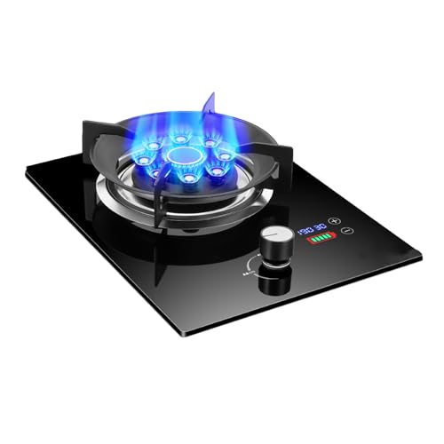 Estufa de gas, sistema de cocción interior de 7,0 kW con temporizador de fuego alto de 9 cavidades, protección contra llamas, vidrio templado y estante de hierro fundido para cocina doméstica