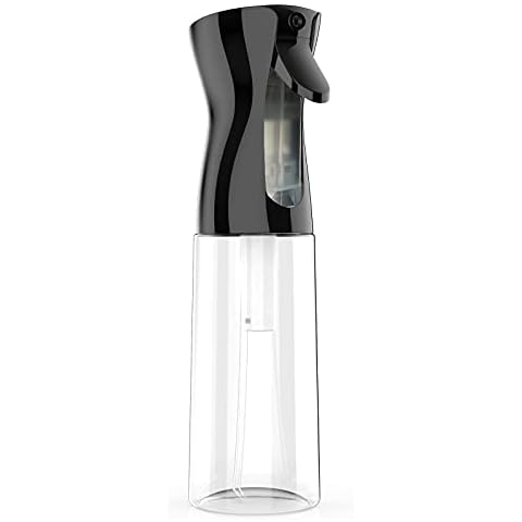 Hair Spray Bottle, Junlic 300ml Continuous Water Mister Spray Bottle Empty Fine Mist Salon Hairdressing Spray Bottle for Curly Hair Styling, Plants, Pets, Home Clean 10.56oz/300ml Black Transparent Cover