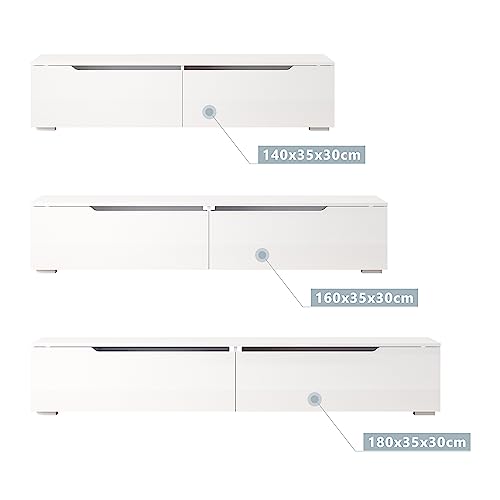 Meuble TV LED 140 cm Blanc 16 couleurs SIRHONA