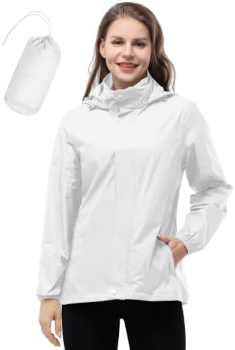 33,000ft Damen Wasserdichte Faltbar Regenjacke Atmungsaktive Windbreaker | Verstaubarer Kapuze, Dünne Regen Jacke, Leicht Übergangsjacke, Atmungsaktive Outdoorjacke, Windjacke für