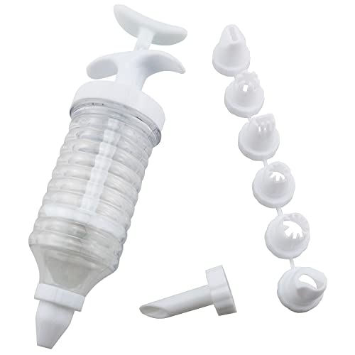 ZZHXSM Cupcake Injector Set - 1PC Plastic Cream Gun And 8pcs Cookie Pink Cake Decorative DIY Tools Tips, Pastry Syringe Extruder Kitchen Gadget Pastry Nozzles