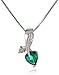 10k White Gold Created-Emerald and Diamond Accent Leaf Heart Pendant Necklace, 18"