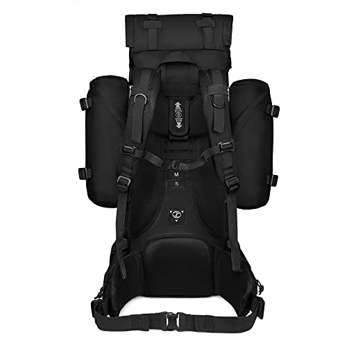 Mardingtop 65+10L Internal Frame Backpack with Rain Cover for Military Camping Hiking Traveling Black-M403 - Thumbnail 2