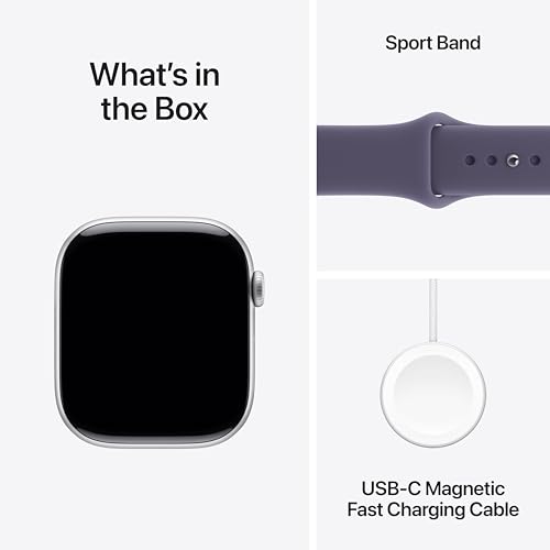 Image of Apple Watch Series 11 [GPS + Cellular 46mm] Smartwatch with Silver Aluminium Case with Purple Fog Sport Band - M /L. Sleep Score, Fitness Tracker, Health Monitoring with AppleCare+ (2 Years)