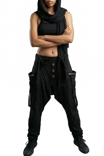 Thaluta Women's Harem Loose Yoga Travel Lounge Pants with Pockets Casual Boho, Black, One Size