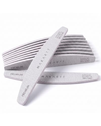 Makartt 180/240 Grit Nail Files, 10PCS Zebra Emery Boards for Natural Nails