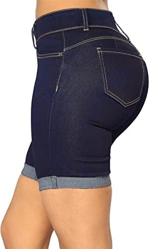 roswear Women's Mid Rise Skinny Butt Lifting Stretchy Bermuda Jeans Shorts - Image 4