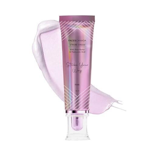 FACESCANADA Strobe Cream - Pink 30ml | Primer + Highlighter + Moisturizer | Shea Butter & Hyaluronic Acid | Intense Hydration | Flawless Radiant Dewy Skin | Illuminating & Glowing Makeup Base