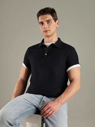 Image of Solid Slim-Fit Cotton Polo T-Shirt