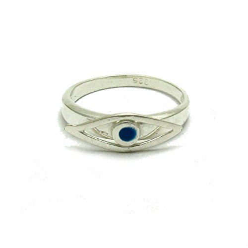 Bague oeil bleu en argent 925 massif émail R001665 Empress femme