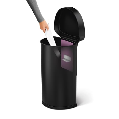 simplehuman Semi-Round Sensor Can, 45L / 12 Gallon Touch-Free Kitchen Trash Can, Adaptive Motion Sensor, Liner Rim, Liner Pocket®, ADA-Compliant, Matte Black Steel - image 4