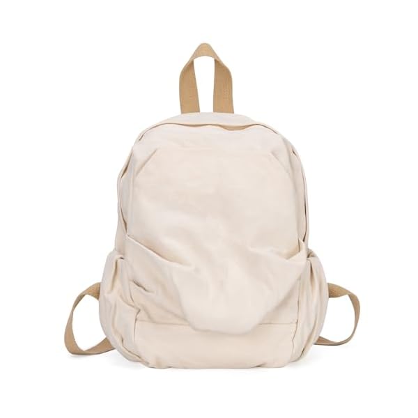 ecosmile Canvas Backpack for Women Travel Backpack for Men Vintage Bookbag Style for Casual Daypack Backpacks (Mini White)