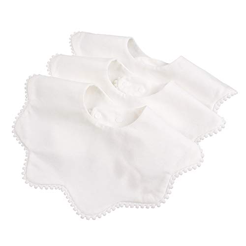 Bamery Baby Bandana Drool Bibs for Drooling and Teething Cotton Absorbent for Boy Girl (Pure White)