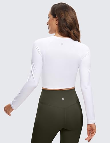 CRZ YOGA Womens Long Sleeve Crop Workout Tops Athletic Yoga Running Cropped T-Shirt Slim Fit Gym Shirts2