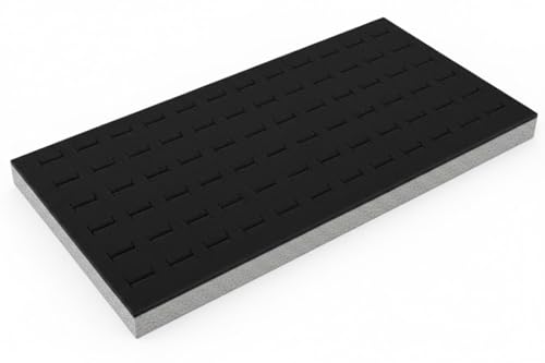 Novel Box Black Ring Display 72-Slots Foam 14.25x7.62x0.62 Inches - Ring Storage Foam to Hold Small & Large Rings/Cufflink - Fits in Glass Top Box for Better Display