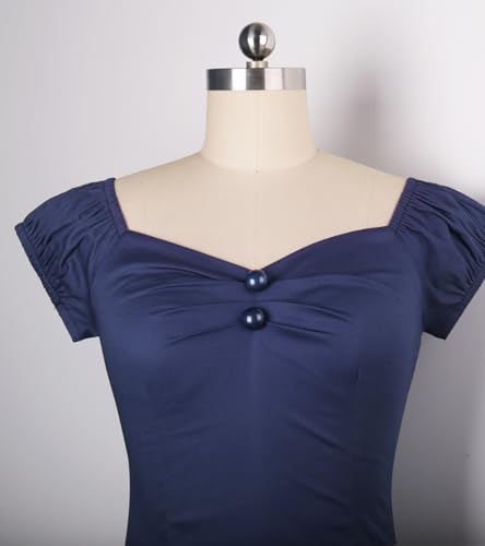 Image of YARN & INK Women's Rockabilly Tops 1950s Pinup Shirt Casual Off Shoulder Vintage Blouse