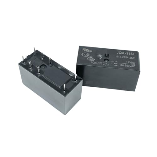 2 Pcs JQX-115F-012-2ZS4 DPDT Power Relay, 12VDC Coil, 8-Pin, 8A 250VAC, Compatible with Industrial Control and Power Switching Applications