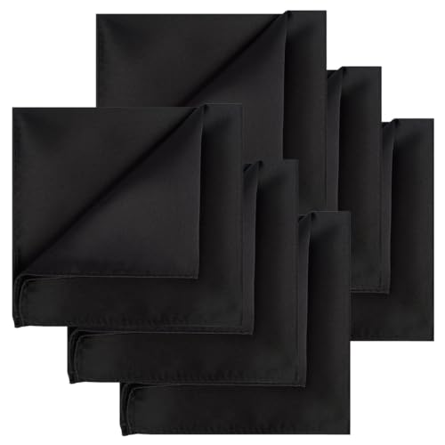 Image of KissTies 6PCS Satin Pocket Square Plain Color Handkerchief Gift Set