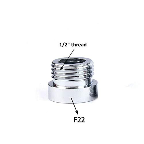 Adaptador de grifo de 1,27 cm de rosca de metal macizo para grifo de cocina (F22-1/2, 2 unidades)