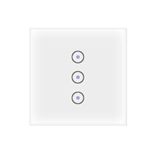 Jinvoo WiFi Smart Light Switch, Interruptor táctil Inteligente de la UE, Control Remoto, Control de voz, Compatible con Alexa/Google Home, Desarrollado por Tuya (3 Gang)