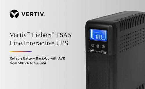 Image of Vertiv Liebert PSA5-1500MT120 UPS 1500VA 900W 120V Line Interactive AVR Tower UPS, 2 USB Charging Ports, Battery Backup w /Surge Protection, Energy Star Certified, New Model Available PSA6-1500LVT
