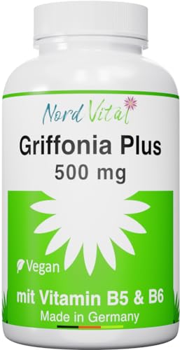 Nord Vital Griffonia Plus - 500 mg Griffoniasamen mit natürlichem 5-HTP - Vitamine B5 und B6 - deutsche Produktion - Vegan