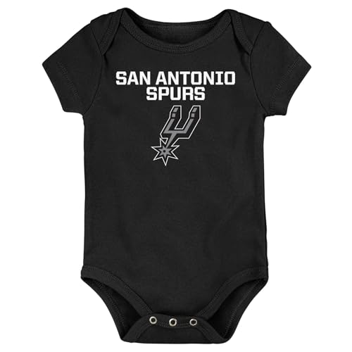 Image of Outerstuff San Antonio Spurs NBA Newborn (0-9M) Basketball Baby 3 Pack Creeper Set, Black/White/Grey