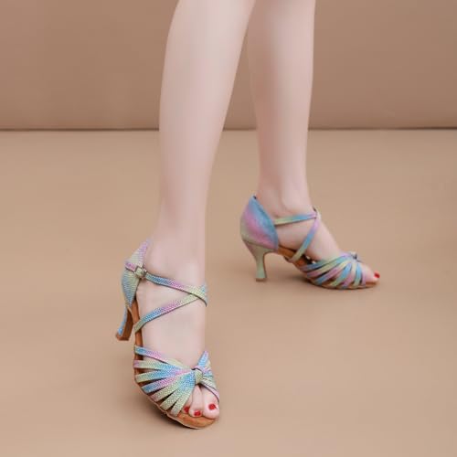 SWDZM Womens Latin Salsa Dance Heels for Women Comfortable Ballroom Dance Practice Shoes4