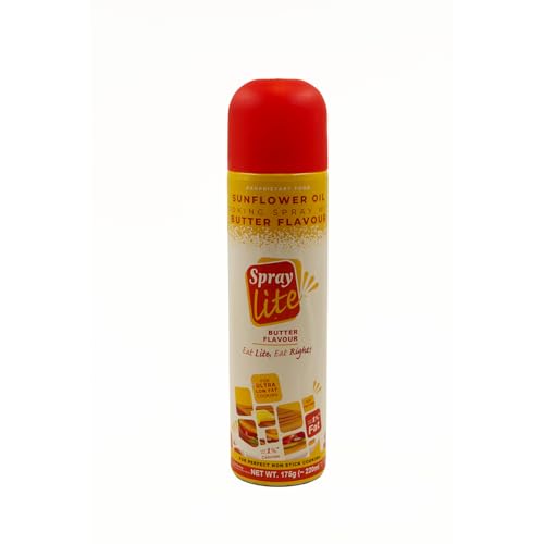 SprayLite Cooking Spray Butter Flavour | Perfect Non-Stick | Healthy Low-Calorie Cooking | Time-Tested American Formula |Ideal for Grilling and Toasting |220ml Can