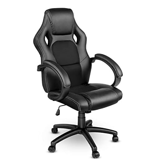 DWD Chaise Fauteuil siège de Bureau Racing Sport Ergonomique inclinable accoudoirs rembourrés, DE 14 Couleurs différentes, Lift SGS contrôlé (Noir/Noir)