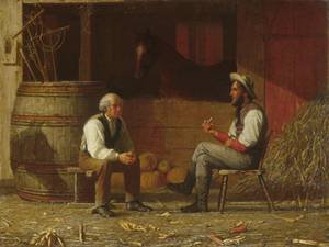 Tableau Talking It Over Peinture à l'huile Enoch Wood Perry pour Salon Salon