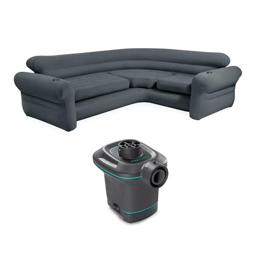 Intex Inflatable Corner Sectional Sofa w/ 120V Quick Fill AC Electric Air Pump