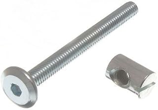 ONESTOPDIY.COM B Furniture COT Bed Bolt Allen Head with Barrel NUT 6MM M6 X 60MM ZP (Pack of 10), Silver