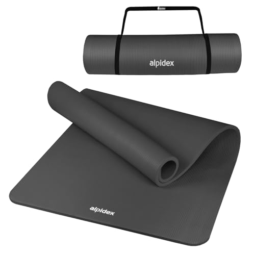 ALPIDEX Yogamatte Extra Dick 1,5cm Gymnastikmatte 3 Verschiedene Größen Rutschfest Phthalatfrei Fitness Matte Turnen Pilates Sport Physio HiiT Yoga Isomatte, Farbe:Anthracite, Maße:190 x 60 x 1.5 cm