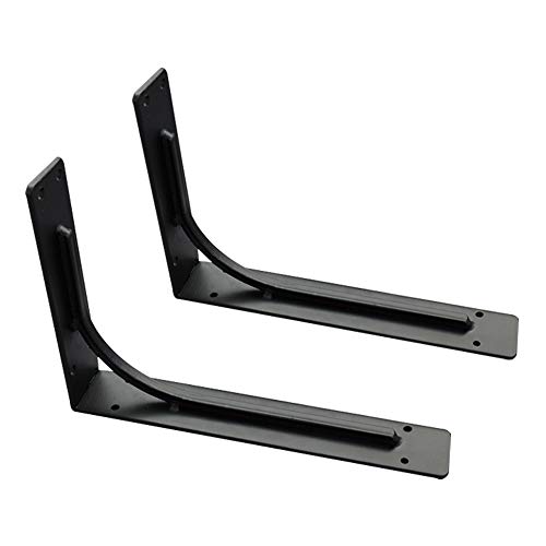 GMF 2 Piezas Escuadras para Estanterías, Soportes para Estantes Negro, Soporte De Angulo 400mm, Escuadra Pared Hierro/Máxima De Peso 150kg/ 7 Tamaños/con Tornillos