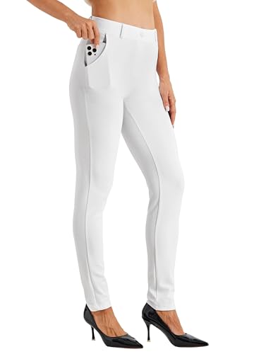 Willit Pantalon Yoga Travail Skinny Femmes Blanc XL 27"