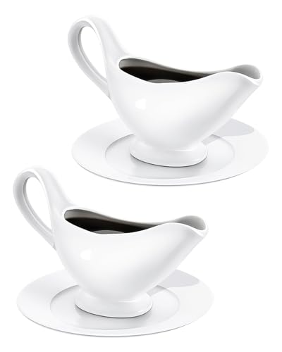 Gravy Boat Set,2 Set 10.15 oz Ceramic Gravy Boat Sauce