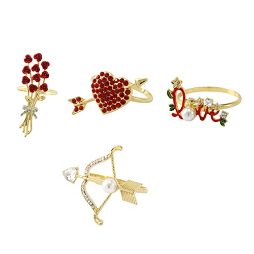 Cabilock 4 Piezas servilletero servilletas Doradas Anillos sujetavelas y decorações de Natal fáceis Adornos casa Hebilla de servilleta Accesorio de decoración de servilletas aleación Golden